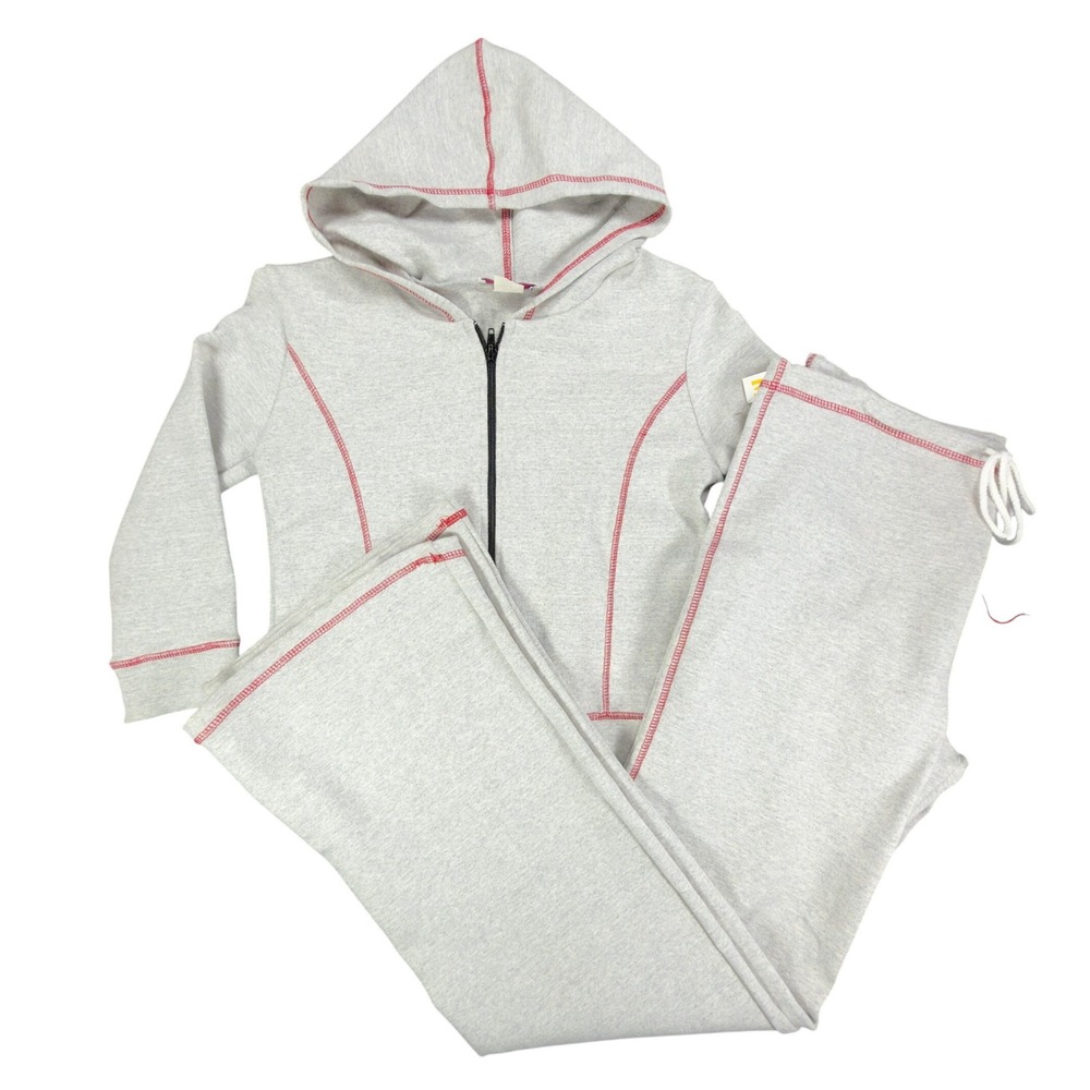 Awesome Wear Vintage Y2K Tracksuit Womens M Gray Cotton Set New Made in USA